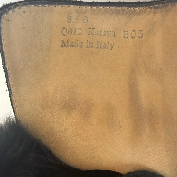 Coach Kataya Wedge Ankle Boots Booties in Black Suede with Black Rabbit Fur Trim - Picture 13 of 17